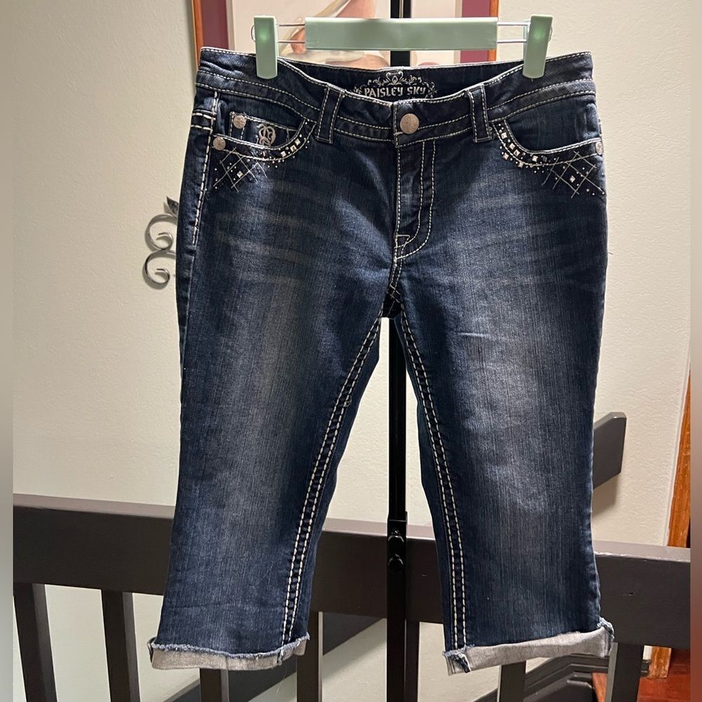 EUC Paisley Sky Women's Blue Jean Capris Size 8 #JTA011